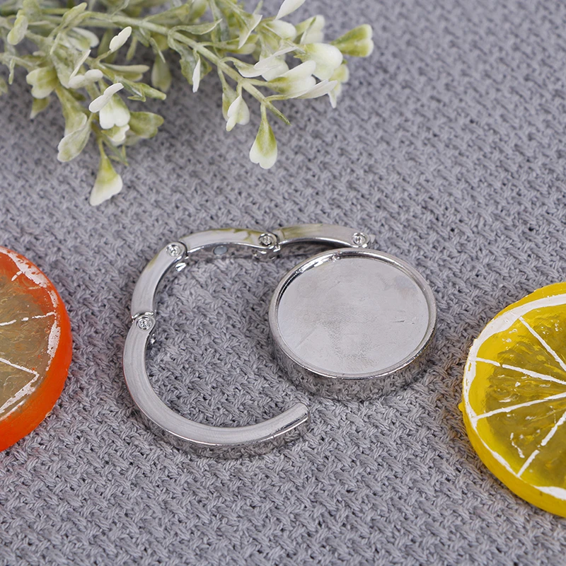 

Portable Folding Bag Hanger Handbag Hook Women Supplies Crystal Alloy Purse Bag Holder Circle Shape Bag Accessories