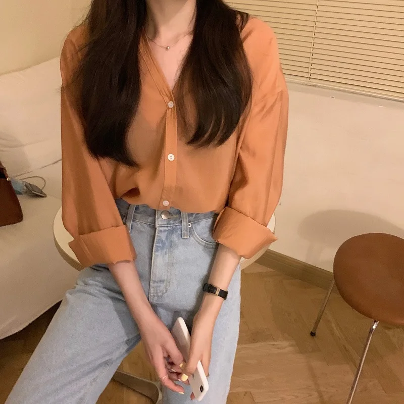 

Hzirip Women Shirts 2021 Summer Female Blouses Solid gentle Loose Casual Elegance Full Sleeve Office Lady clothes Fashion Tops