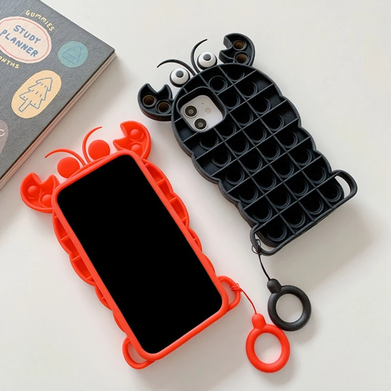 

New Fashion Interesting Shrimp Shape Decompression Silicone Mobile Phone Soft Protective Case For IPhone 11/12 Pro Max/12mini
