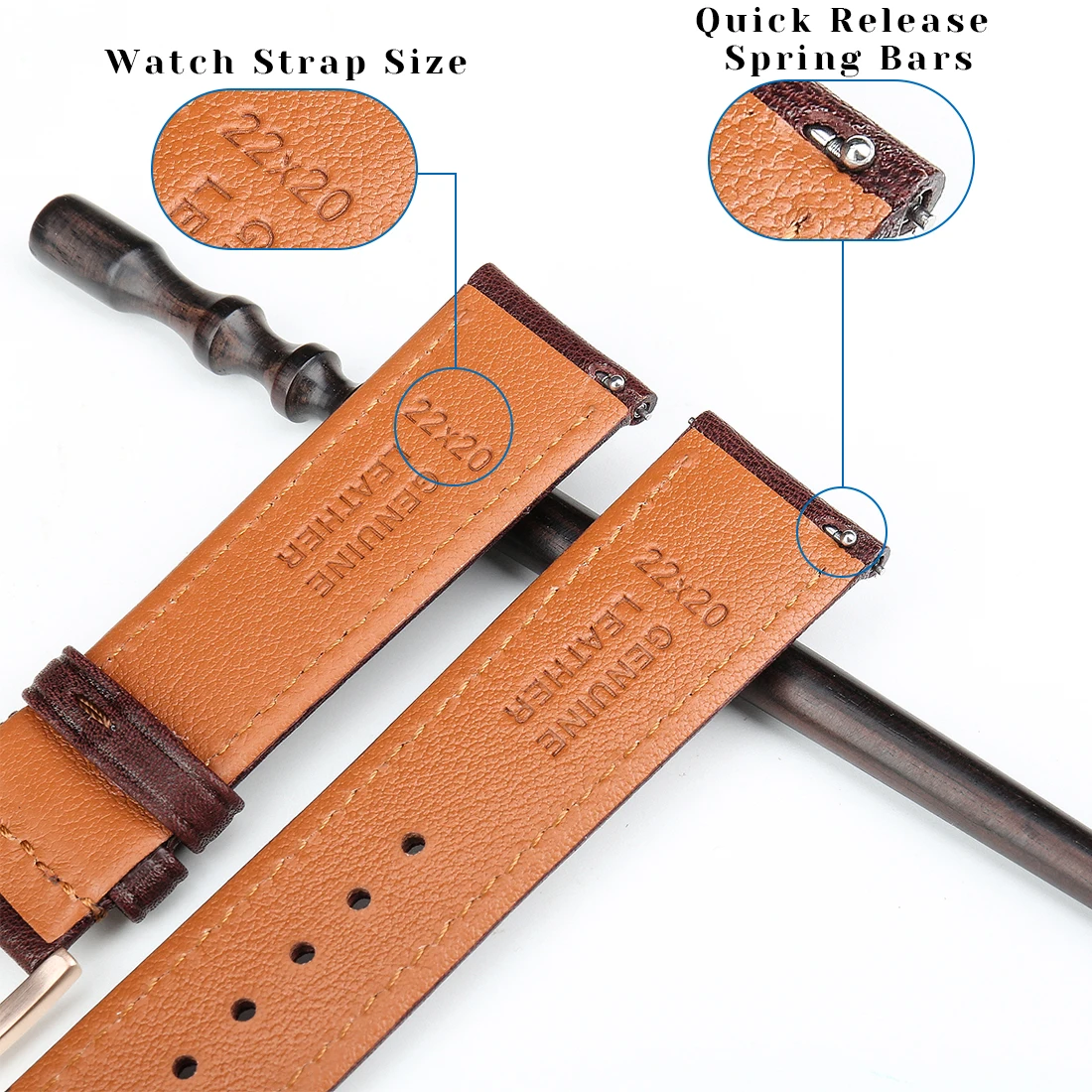 MAIKES Calfskin Leather Watchband Quick Release Watch Band Wrist Strap 18mm 20mm 22mm 24mm Unisex Smart Watch Strap Accessories