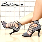Женские туфли для латиноамериканских танцев Ladingwu, сандалии со стразами