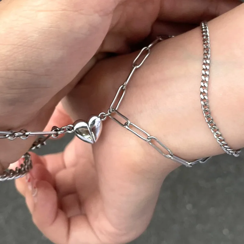 2 шт./компл. браслет в виде сердца для пары женщин и мужчин модные очаровательные