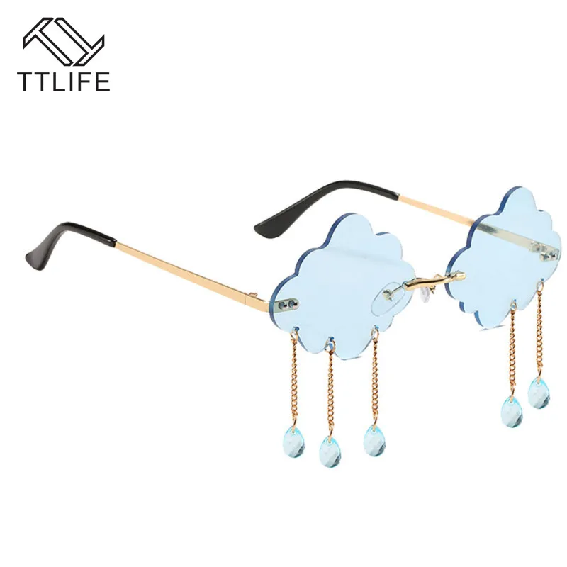 

TTLIFE 2020 Women Vintage Sunglasses Rimless Clouds Tassel Steampunk Sunglasses Men Frameless Punk Glasses Shades UV400 Oculos