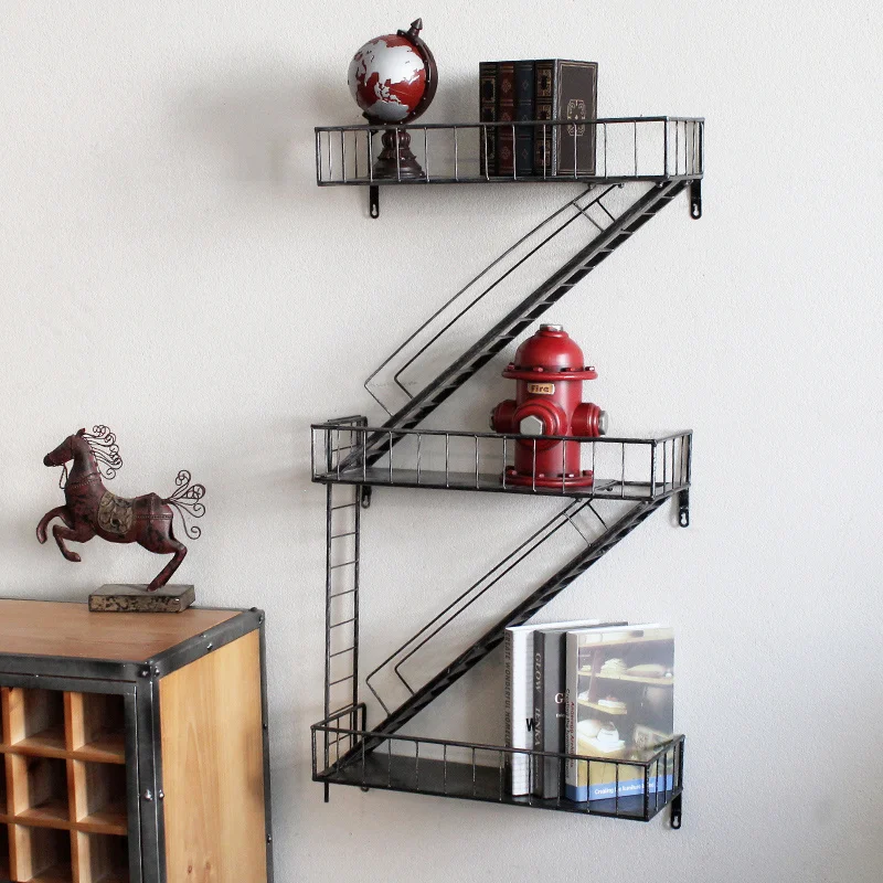 

Настенная полка, украшение для бара, ретро, кафе, магазина, настенное крепление, Железная лестница, Настенная роспись, декоративная