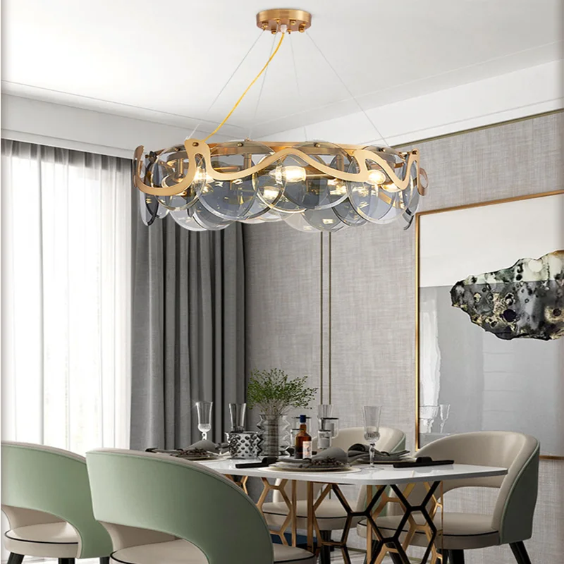 Postmodern chandelier light luxury living room simple glass bedroom dining Nordic creative personality bar crystal li | Лампы и