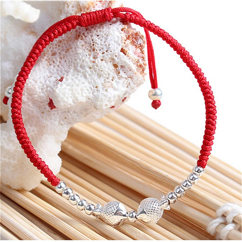 Браслет на удачу с рыбками из серебра 925 пробы|bracelet handmade|handmade banglesshamballa bracelet |