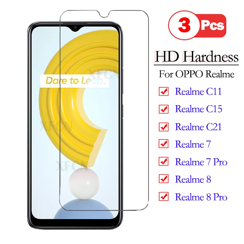 

3Pcs Glass For Realme C21 Phone Screen Protector Film For OPPO Realme 8Pro 8 7Pro HD Hardness Tempered Glass For Realme C15 c11