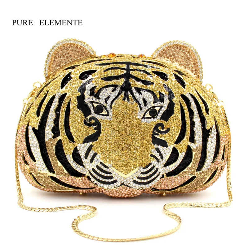 

Tiger head water drill bag wisp empty metal crystal dinner bag hand-set diamond bag lady handbag