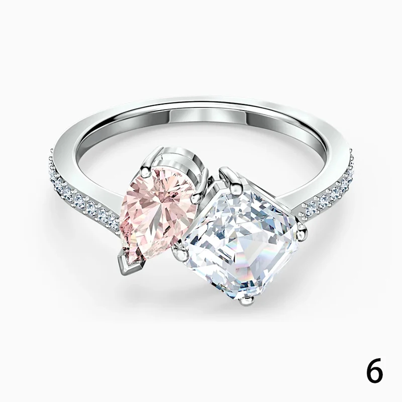 

SWA Original With Box Fashion Women Jewelry Attracts Soul Pink Crystal Series Lady Bracelet Necklace Ring Jewelry Set Banquet