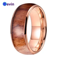 rose gold vietnamese acid branch wood ring tungsten wedding band for men women domed polished 6mm 8mm comfort fit