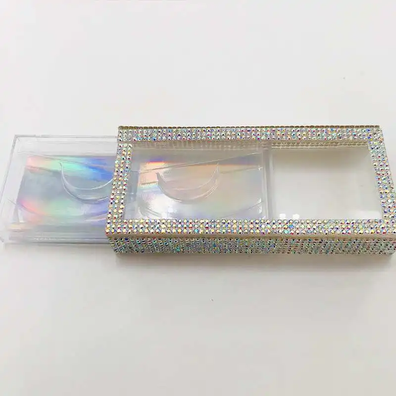 Новые чехлы для ресниц со стразами 10 шт./лот 50 розовые и Серебристые натуральные