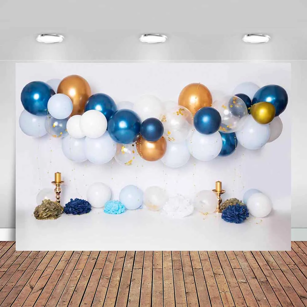 Фон для студийной фотосъемки с изображением торта голубого золотого и белого