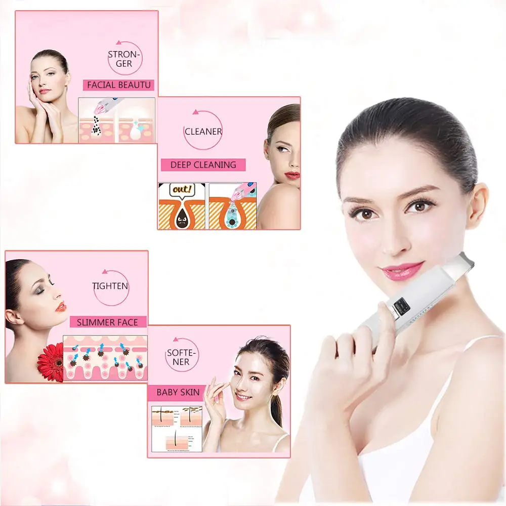 Ultrasonic Deep Face Cleaning Machine Skin Scrubber Remove Dirt Blackhead Reduce Wrinkles and spots Facial Whitening Lifting | Бытовая