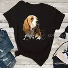 Футболка Beagle, повседневная женская футболка с милой собакой, забавная крутая футболка с принтом, эстетичные повседневные топы с коротким рукавом для женщин, одежда в стиле панк