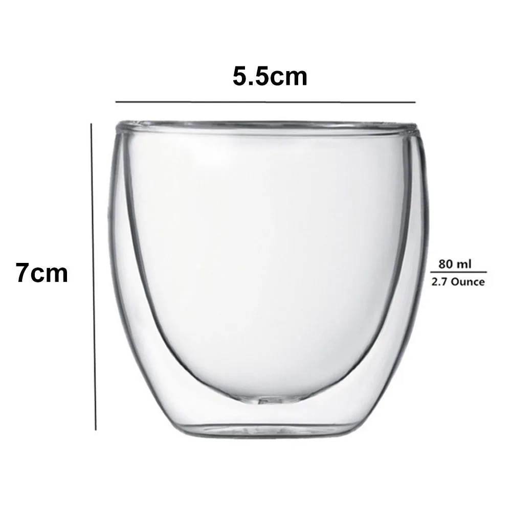 

New 6Pcs 80ml 2.7oz Glass Double Walled Heat Insulated Tumbler Espresso Tea Cup coffee mug tazas de ceramica creativas