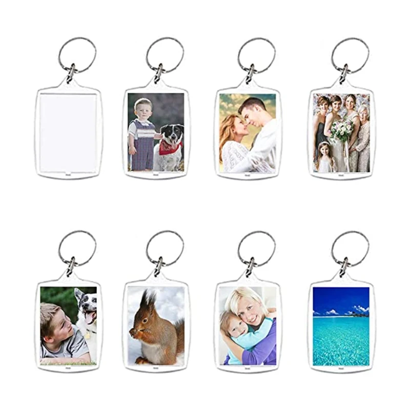 

Blank Photo Insert Keychains Translucent Clear Acrylic Key Rings Double-Sided Photos Small Picture Frames for Friends Gifts Craf