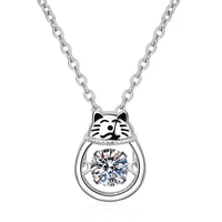 trendy 925 sterling silver 0 3 ct d color moissanite lucky cat necklace fine jewelry pt950 gold pendant necklace wtih gra gift