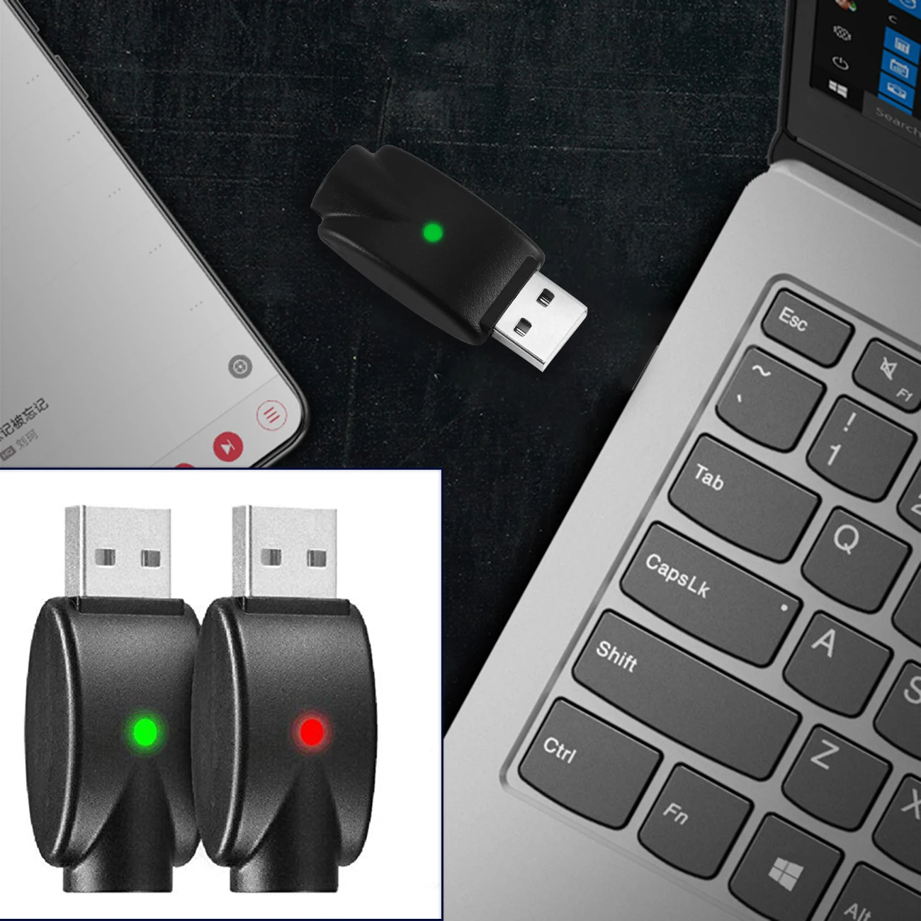 

2-Pack Smart Wireless USB Adapter Thread Cable Overcharge Protection Devices With LED Indicators USB Electronic