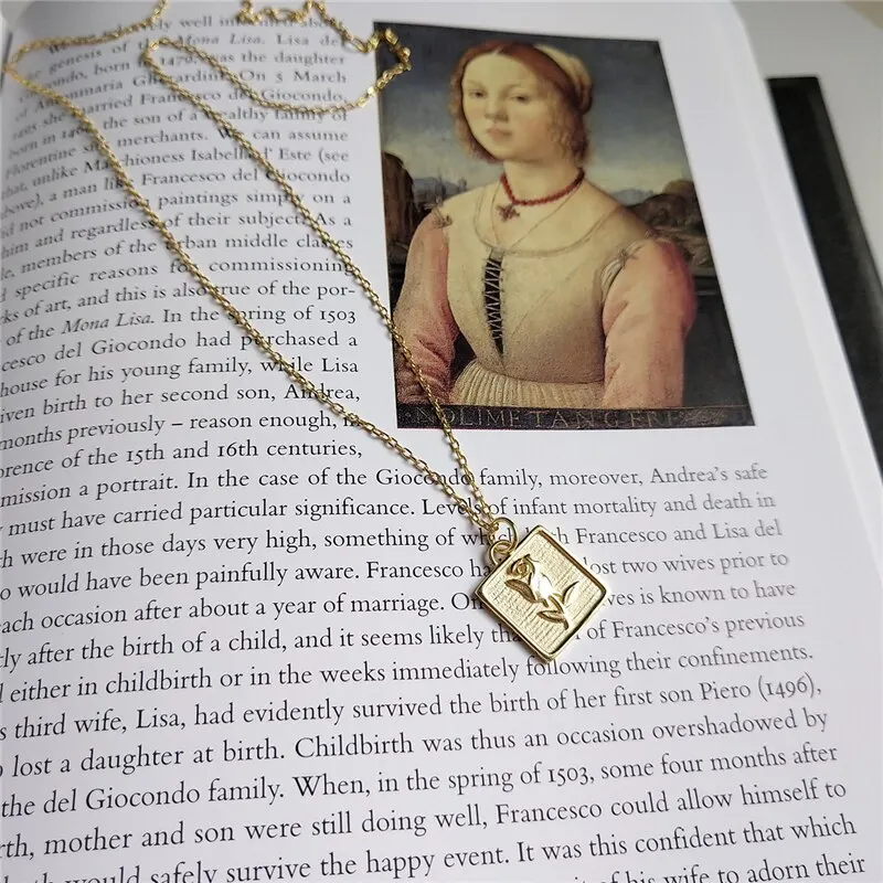 

A00863 Hip Hop Real 925 Sterling Silver Square Rose Flower Chain Pendant Charm Necklace for Street Women Fine Jewelry
