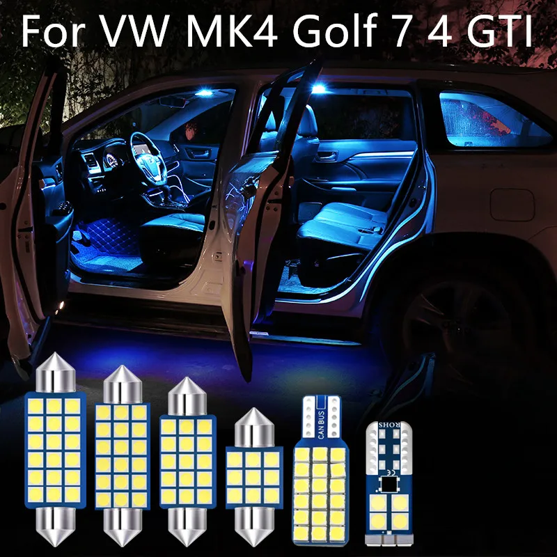 

coche productos accesorios bombilla LED tipo para 1999-2004 Volkswagen VW MK4 Golf 7 4 GTI las luces interiores de 15pcs paquete