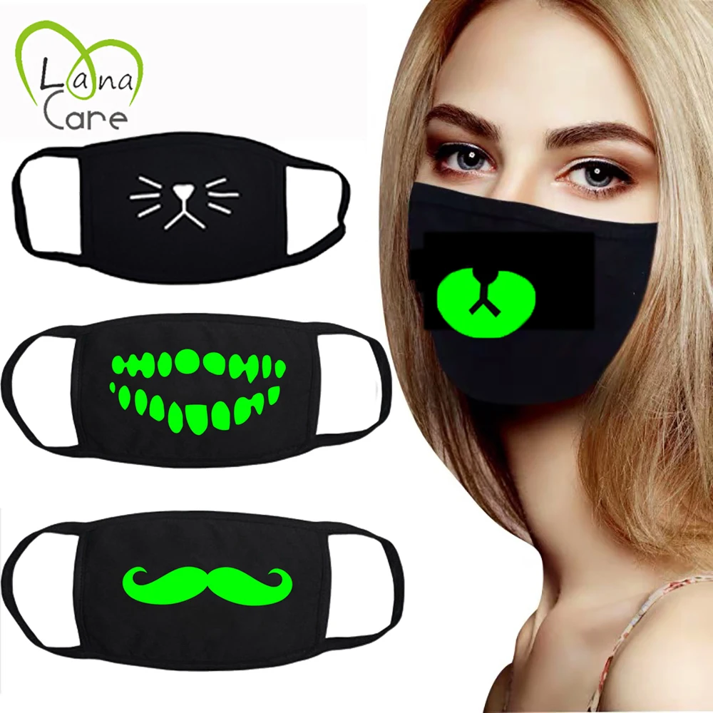 Креативная светящаяся маска для лица унисекс дышащая забавная хлопковая
