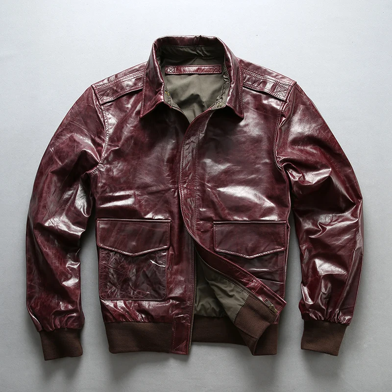 Мужская куртка из воловьей кожи светло коричневая приталенная с воском