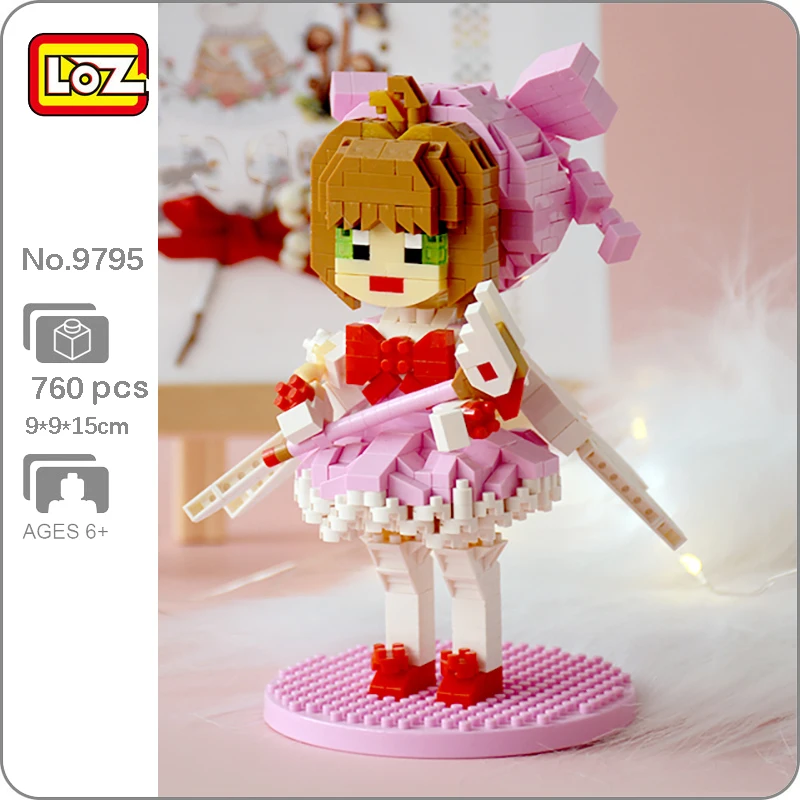 LOZ 9795 аниме карточка Captor Sakura Kinomoto девушка 3D модель 760 шт. DIY Мини Алмазные блоки
