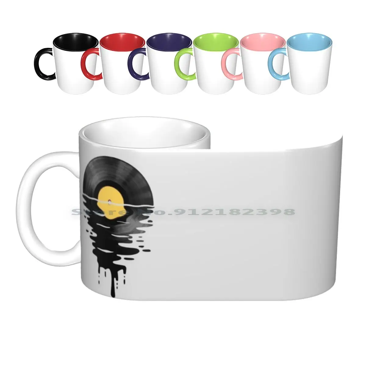 

Vinyl Music Record Sunset Yellow Ceramic Mugs Coffee Cups Milk Tea Mug Vinyl Music Retro Classic Soul Nostalgic Pop Cool Sunset