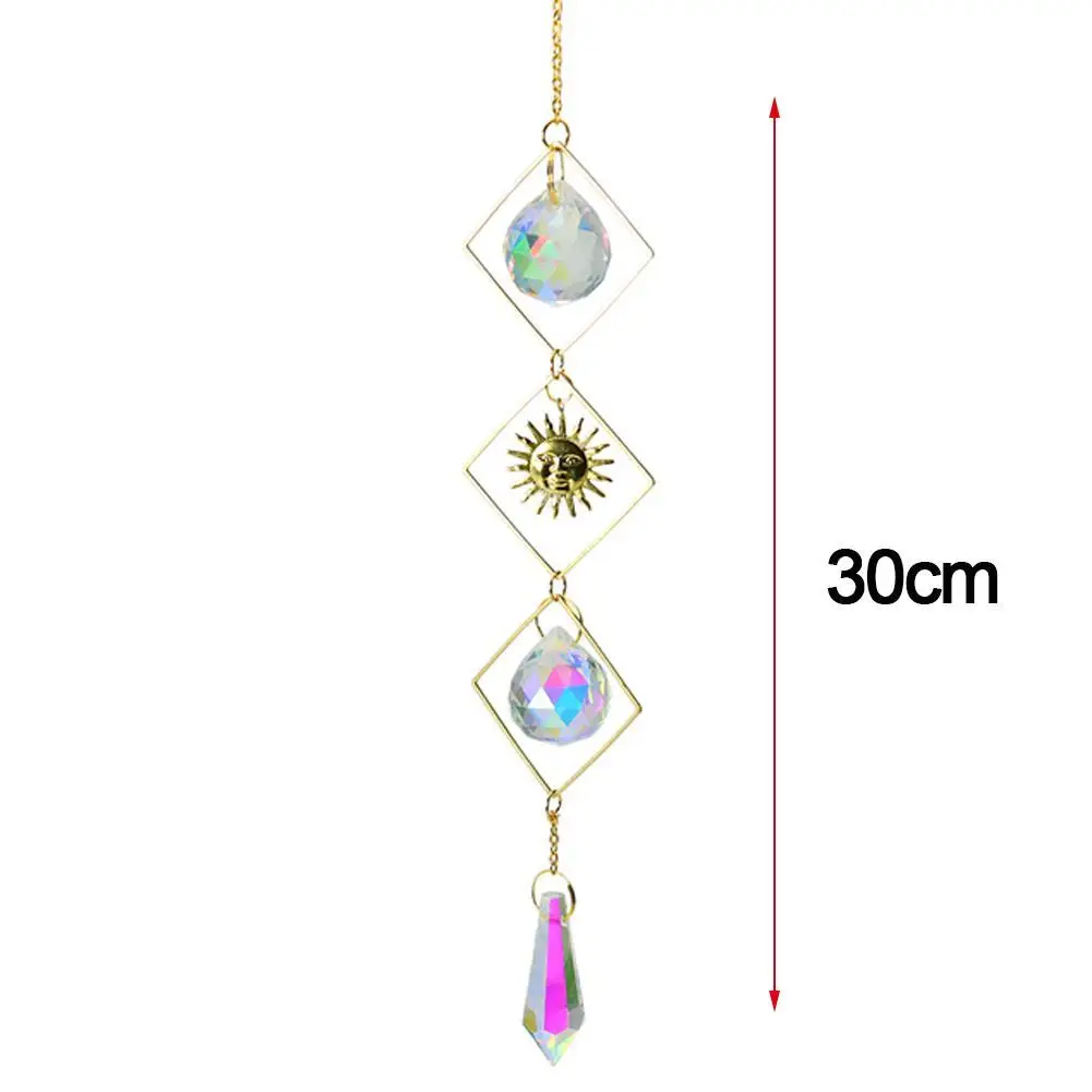 

2021 Moon Sun Ball Crystal Suncatcher Metal Prism Ornament Garden Suncatcher For Home Decoration Pendant Hanging Craft Gift P2T2