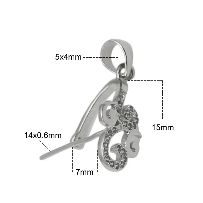 Beadsnice Твердое Серебро 925 соединители под замком Серебряная Зажимная подвеска-Бейл Застежка для DIY персонализированных подвесок ID34622 - Цвет: platina plated