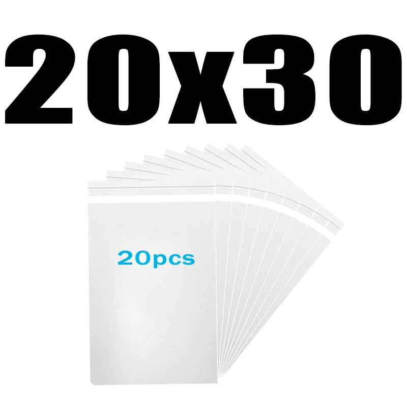 20x30CM 20pcs Прозрачный пластиковый самоклеющийся пакет целлофановые пакеты прозрачная Толстая самозапечатывающаяся маленькая упаковка герметичный полиэтиленовый пакет - Цвет: 20x30CM 20pcs