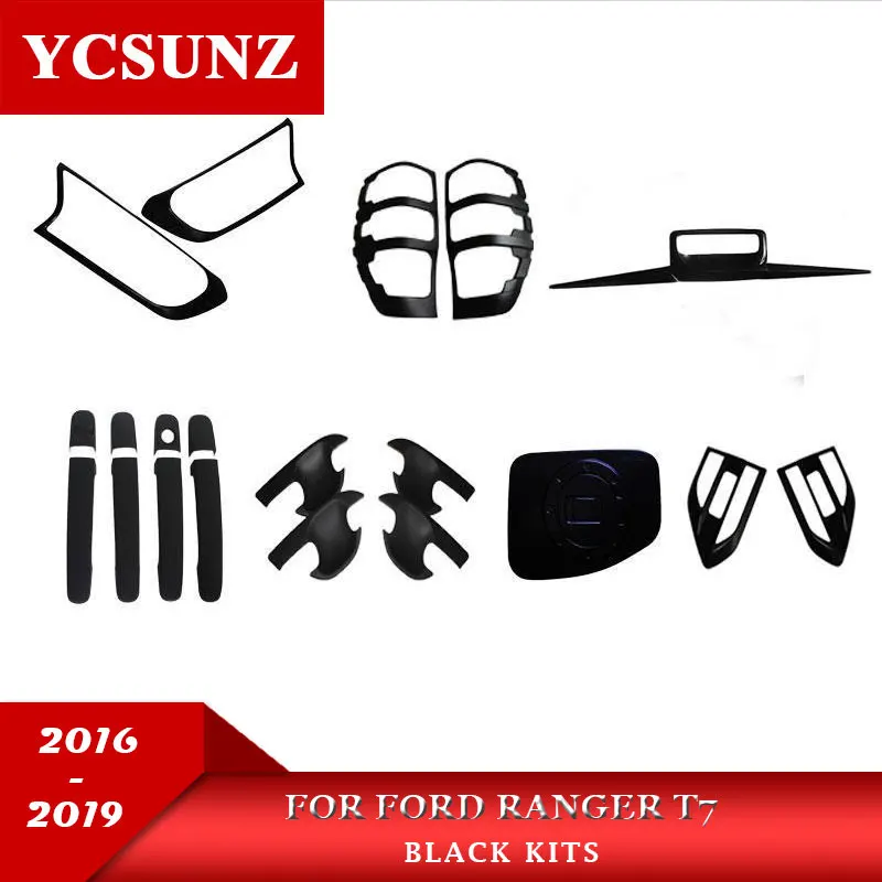 Автомобильный Стайлинг ABS черный полный комплект для Ford Ranger T7 2016 2019 Wildtrak|set rod|set