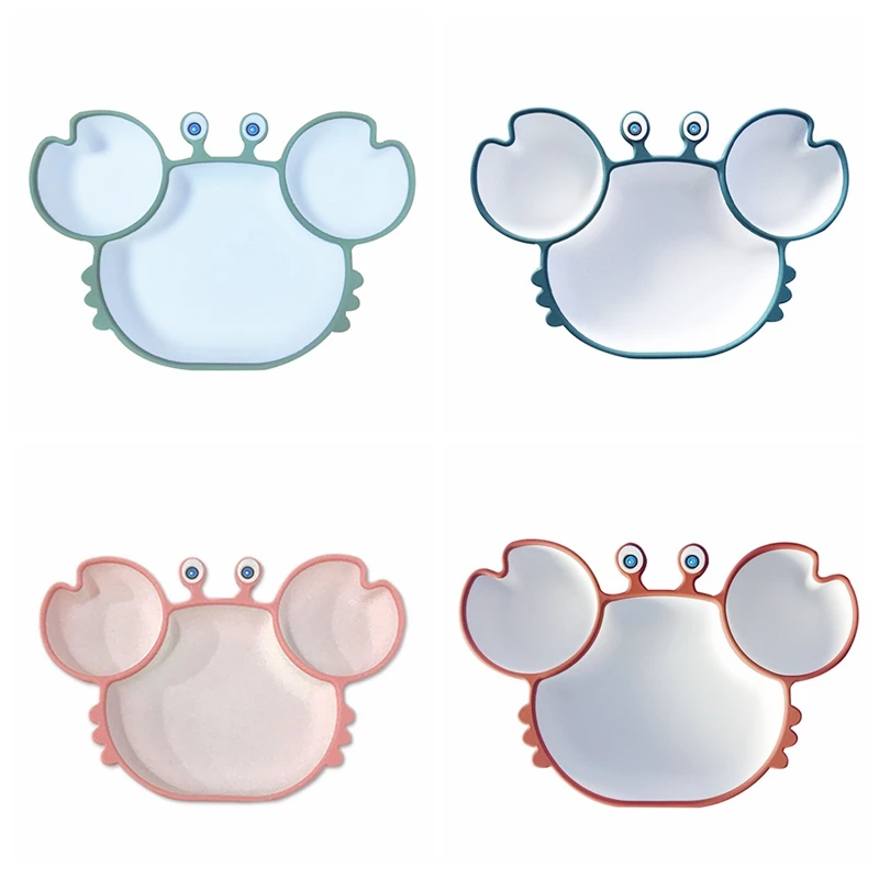 

Силиконовая посуда на присосках с мультипликационным изображением краба, обеденная тарелка с защитой от падения, детская дополнительная м...