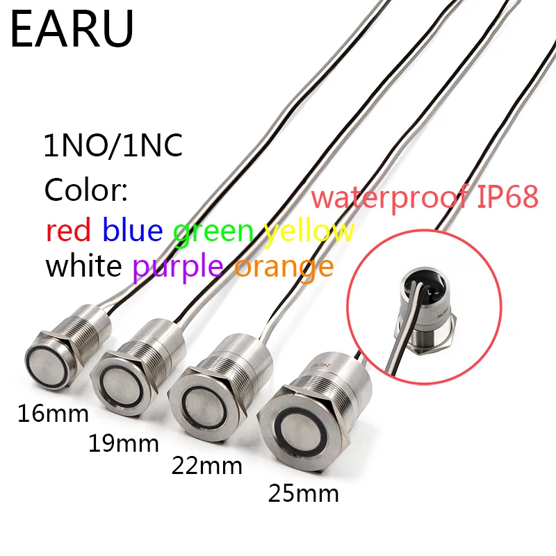 

Металлический кнопочный переключатель из нержавеющей стали, сенсорный переключатель вкл/выкл, светодиодный аемая светодиодная подсветка ...