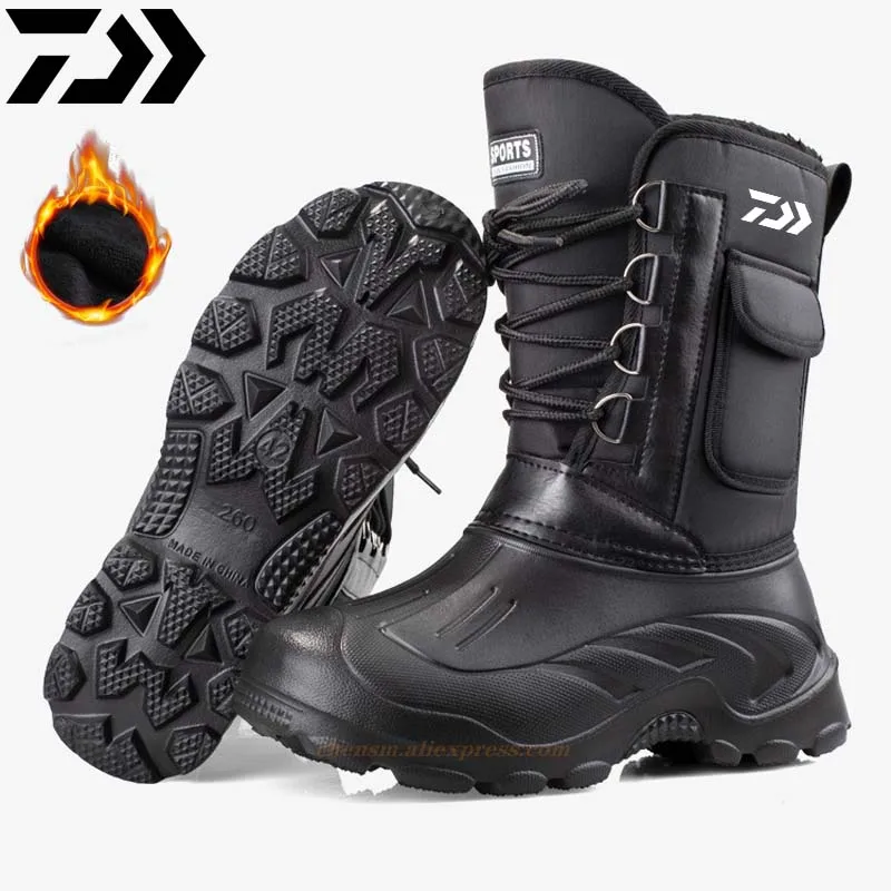 

Daiwa New Winter Camouflage Warm Snow Boots Rain Men Fishing Shoes Fur Plush Fishing Boots Non-slip Waterproof Fishing Shoes