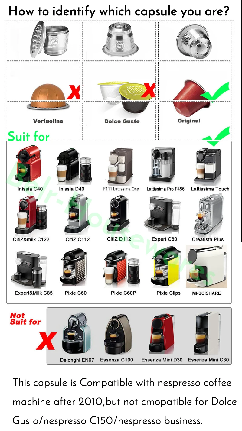 Капсулы из нержавеющей стали с квадратным отверстием Nespresso многоразовые капсулы