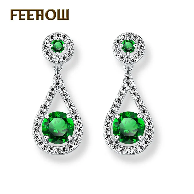 Женские винтажные серьги капли FEEHOW Имитация кристаллов красного цвета ювелирные