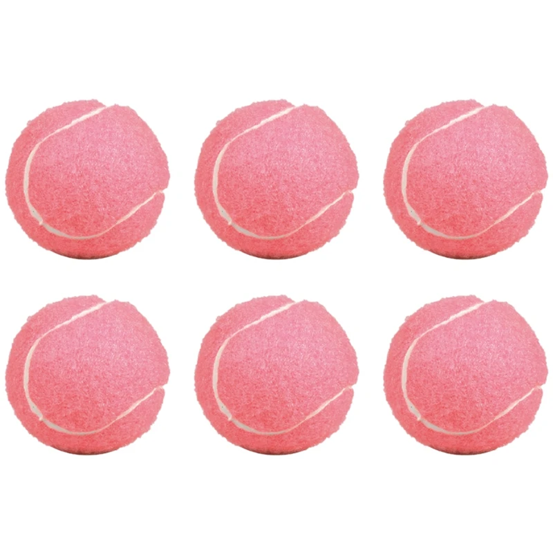 

Новая распродажа, 6 шт. в упаковке; Принт розовый теннисные мячи износостойкий эластичные тренировочные мячи 66 мм дамы начинающих Практика т...