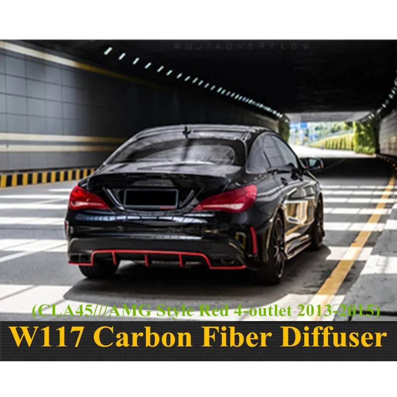 Задний диффузор красного цвета из углеродного волокна для Mercedes Benz CLA W117 CLA180 CLA200