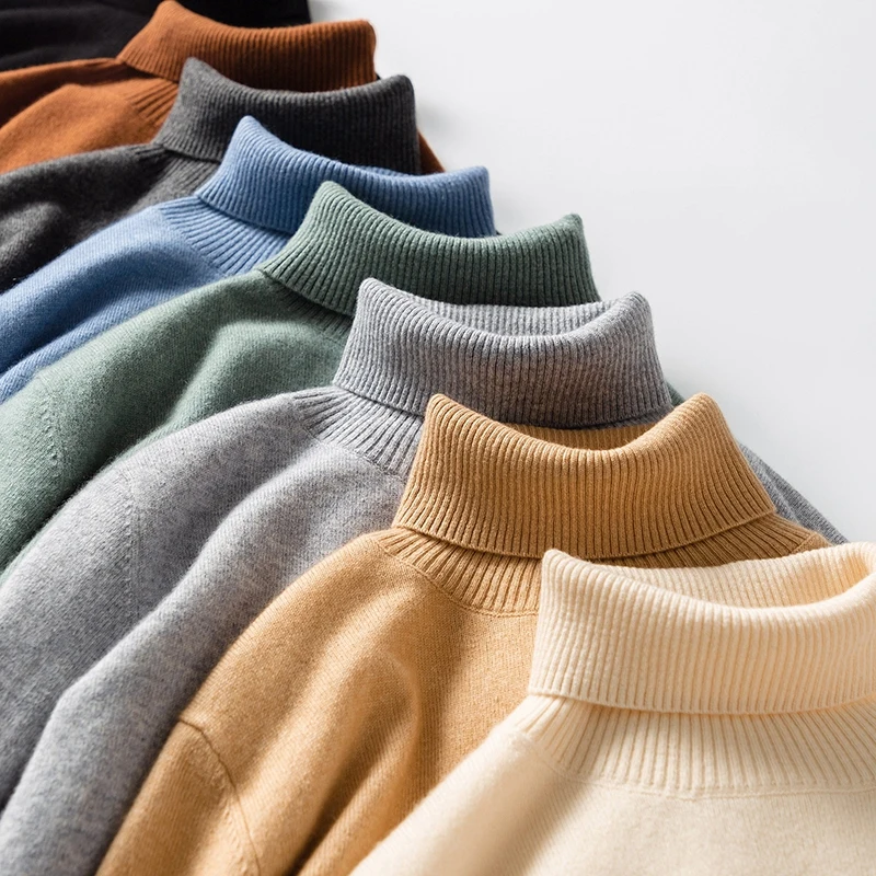 Мужская кашемировая водолазка однотонные базовые пуловеры с отложным