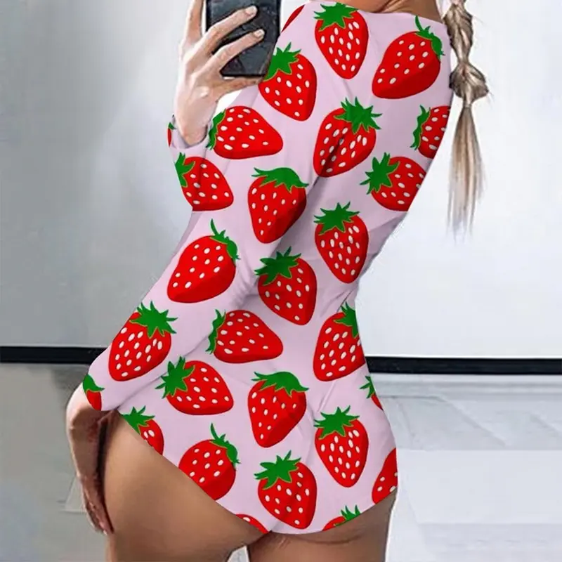 

2021 Sexy Women V-neck Bodycon Sleepwear Jumpsuit Button Bodysuit Shorts Romper Leotard Printed Short Sleeve Bodysuit Female