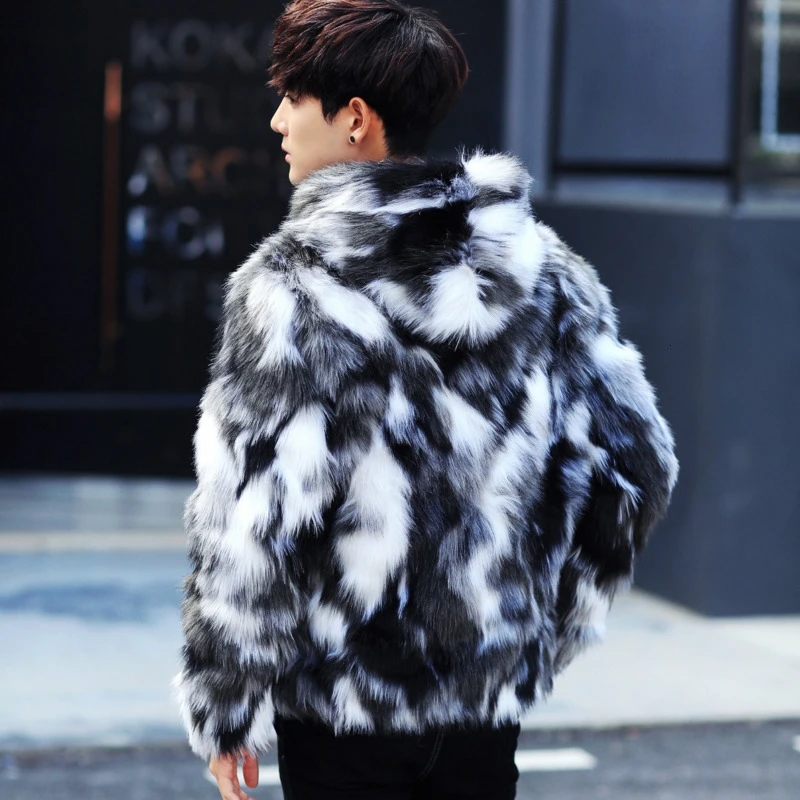 

New UYKU2020 Winter Casual Fashion Youth Trend Imitation Fur Hoodie Quality Hip-hop Men's Coat Masculina Hombre