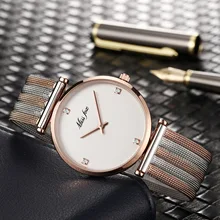 Women Watches Luxury MISSFOX Hot Brand Ultra Thin Rose Gold Watch Fashion Mesh Band Minimalist Ladies Watch Women Clock