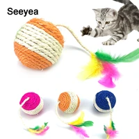 pet cats toy ball color badminton big cat toy interaction cat scratch sword hemp rope weaving chewing toy kitten play supplies