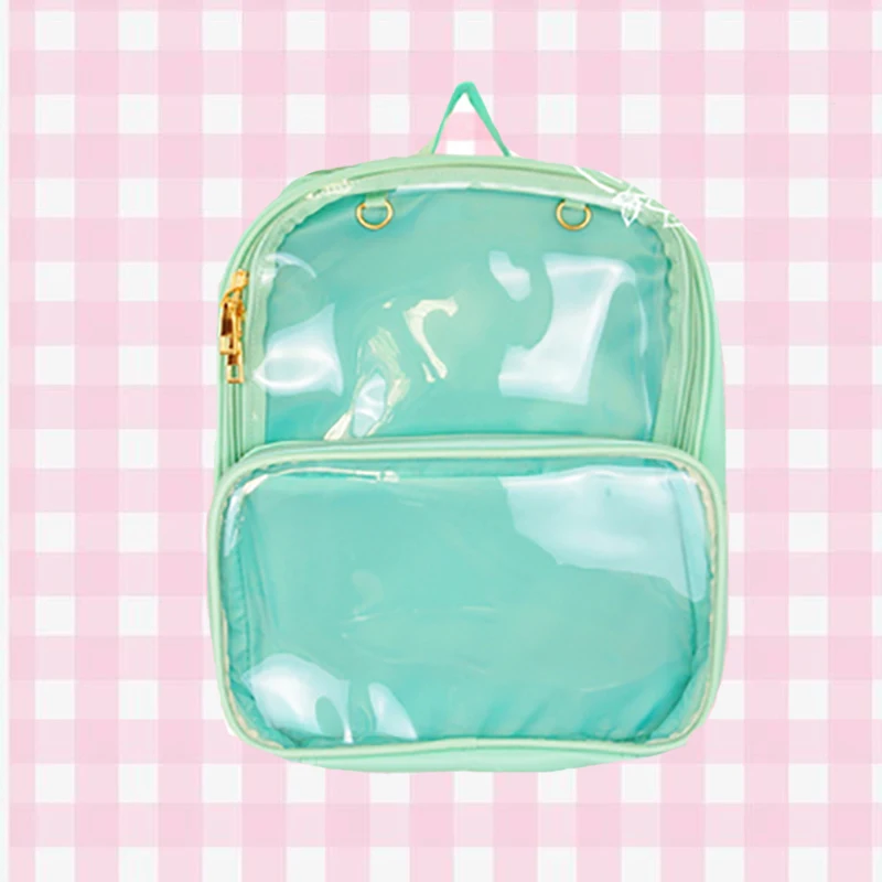green Новое поступление, женская сумка, Kawaii, прозрачный рюкзак, 7 цветов, для девушек, прозрачный рюкзак, для девочек-подростков, милая сумка в стиле Лолиты, Itabag H224 - Цвет: green