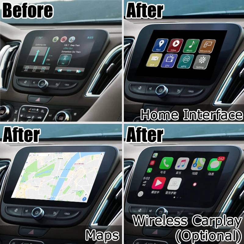 Коробка интерфейса Android / carplay для Chevrolet Malibu 2016 2018 GPS навигация видео интерфейс