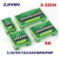 4 32 channels io card plc signal amplifier board pnp npn conversion input optocoupler isolation transistor tigger voltage 24v