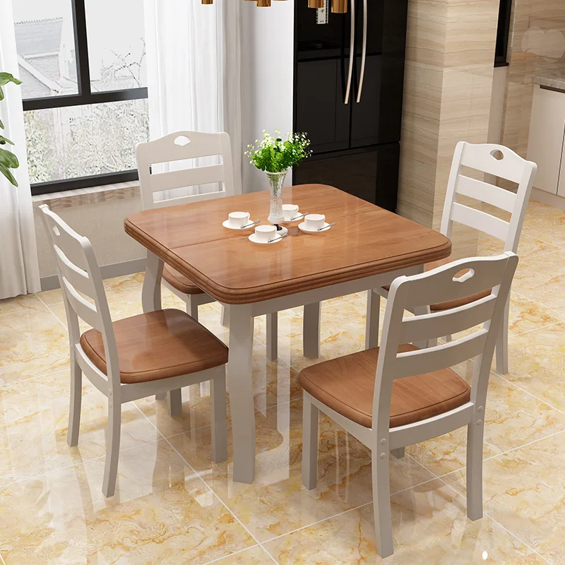 Современный раздвижной квадратный стол из цельной древесины|Обеденные столы| |