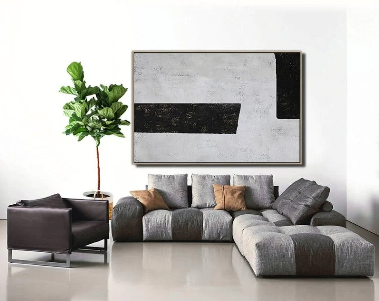 

Картина для гостиной, минимальное искусство для современного домашнего декора, настенная живопись, Большой горизонтальный холст, художественное черно-белое настенное искусство
