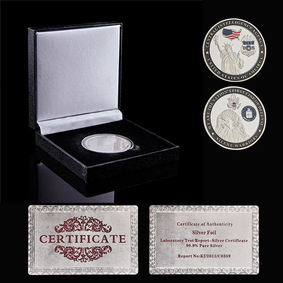 

USA Silver Challenge Coin We Are The Nation's First Line of Defense Silent Warriors Liberty Coin Collectible